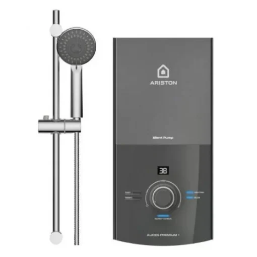 Máy Nước Nóng ARISTON AURES PREMIUM+ 4.5P Trực Tiếp Có Bơm Màu Đen
